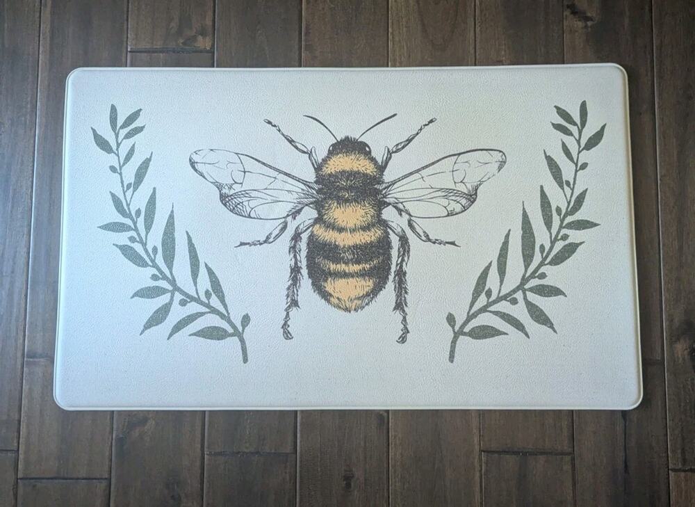 Anti-Fatigue Non Slip PVC Kitchen Floor Mat 18x30" HONEY BEE Bumblee Leaf Leaves